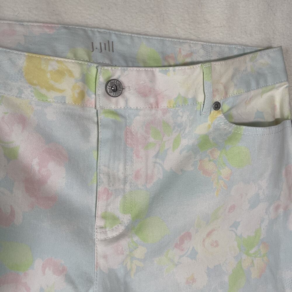 J. Jill - Authentic Fit CROP Stretch Pastel Floral Pattern Jeans - Women Size 12 - Picture 2 of 7